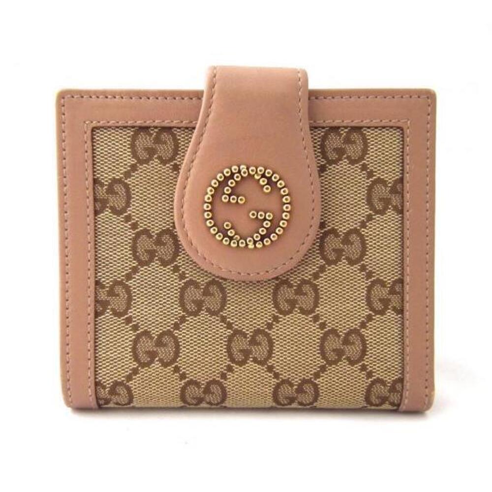 Gucci GG canvas double hook wallet studs double sided